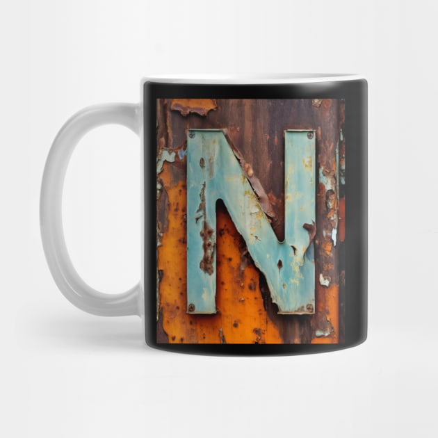 Rusty Letter N Antique Monogram Letter N Initial Alphabet by Mind Your Tee